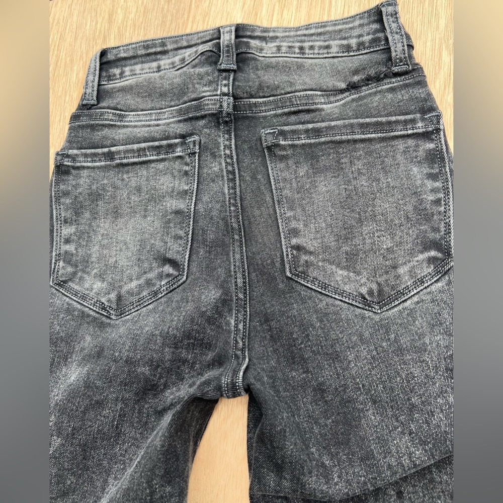 Flying Monkey Distressed Charcoal High Rise Raw Hem Skinny Jeans 22 Mobwife Badd - Picture 4 of 10